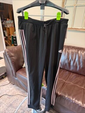 Adidas Women Black Sweatpants with Pink Side Stripes